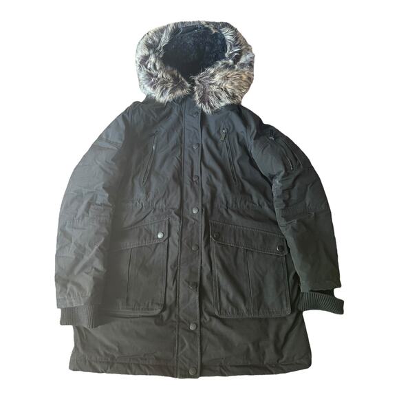 BCBGeneration Black parker hooded coat with removeable fur size Large - Picture 10 of 11